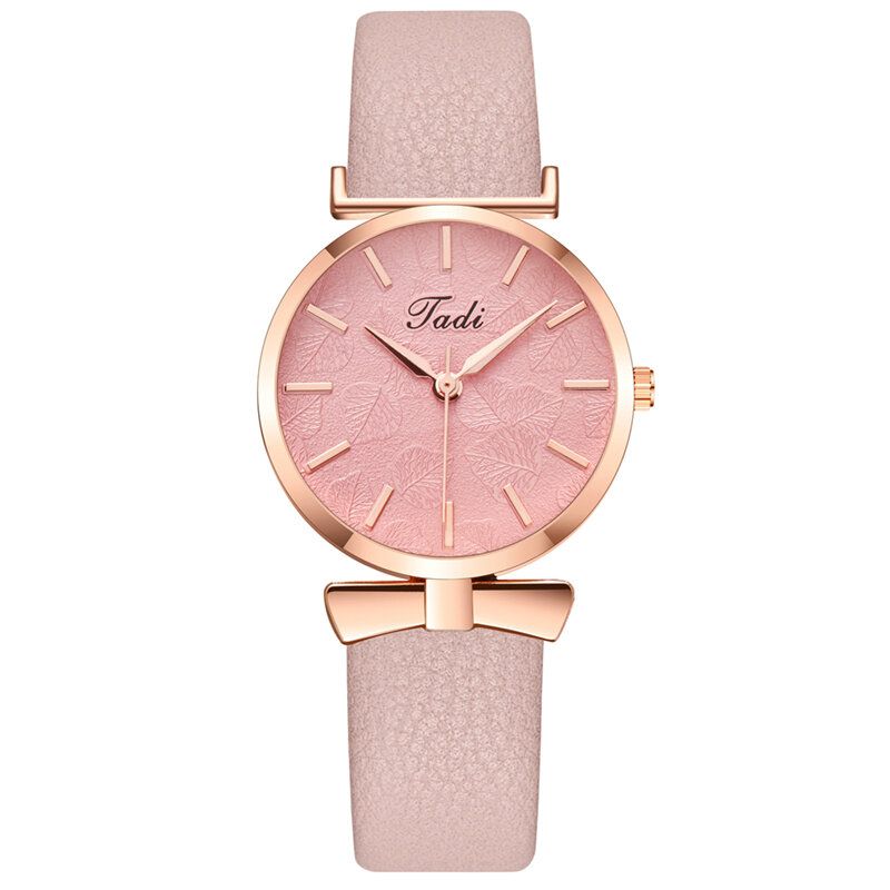 Mode Casual Élégant Femmes Montres Bracelet En Cuir Cadran Or Rose Poignet En Alliage Montre À Quartz