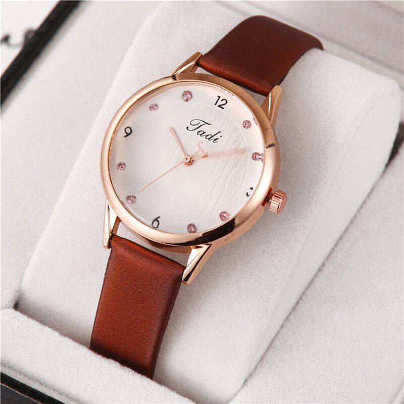 Mode Casual Élégant Sport Femmes Montres Bracelet En Cuir Cadran Or Rose Poignet Alliage Cas Montre À Quartz