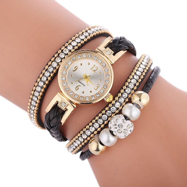 Mode Cercle Bracelet Diamant Simple Cadran Dames Robe Femmes Quartz Montre