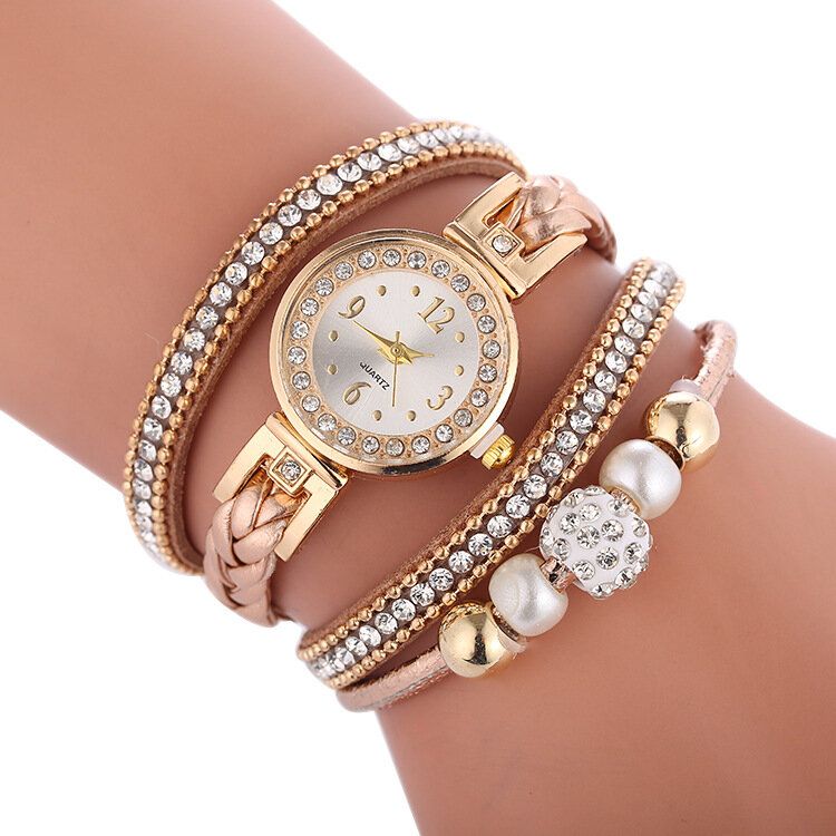 Mode Cercle Bracelet Diamant Simple Cadran Dames Robe Femmes Quartz Montre