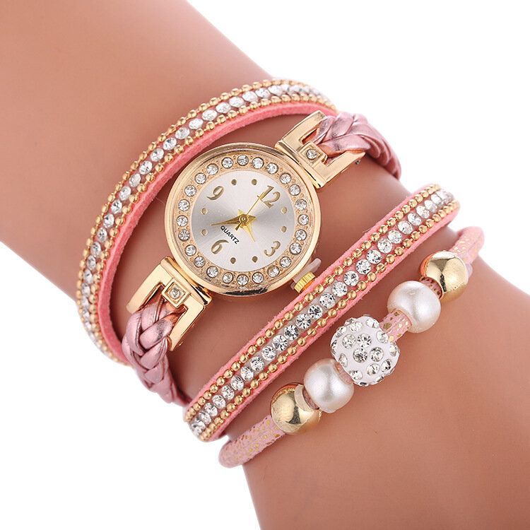 Mode Cercle Bracelet Diamant Simple Cadran Dames Robe Femmes Quartz Montre