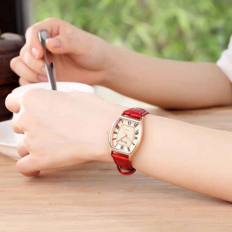 Mode Décontractée Chiffres Romains En Cuir Pu Bande Femmes Montre À Quartz Montre-bracelet