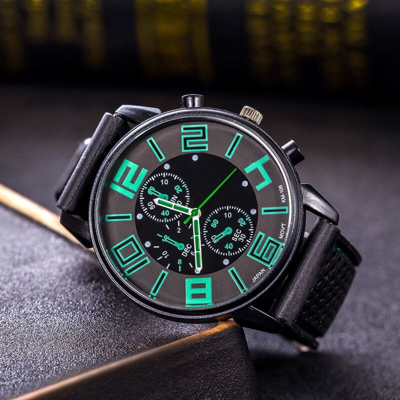 Mode Décontractée En Cuir Hommes Montre D'affaires Décorée Pointeur Montre À Quartz