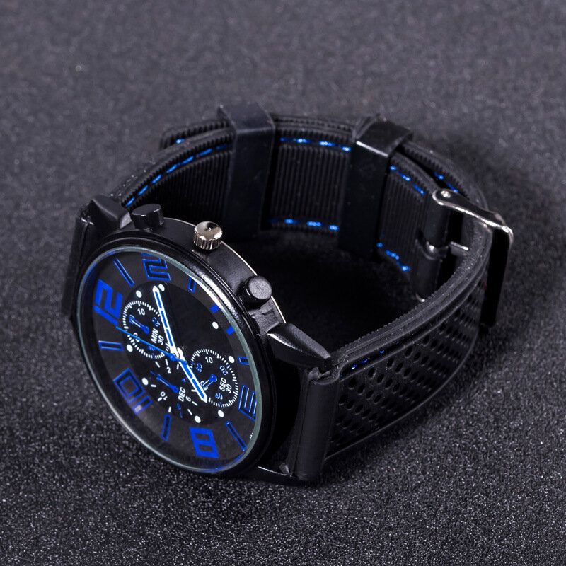 Mode Décontractée En Cuir Hommes Montre D'affaires Décorée Pointeur Montre À Quartz