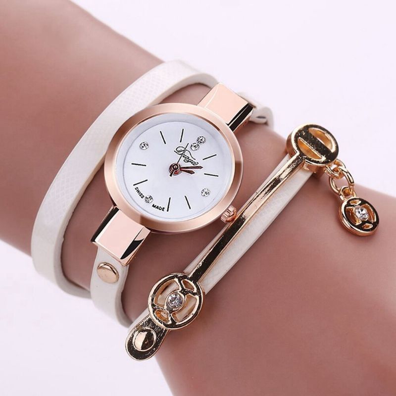 Mode Décontractée Dames Diamant Pu Bracelet En Cuir Femmes Bracelet Montre Montre À Quartz