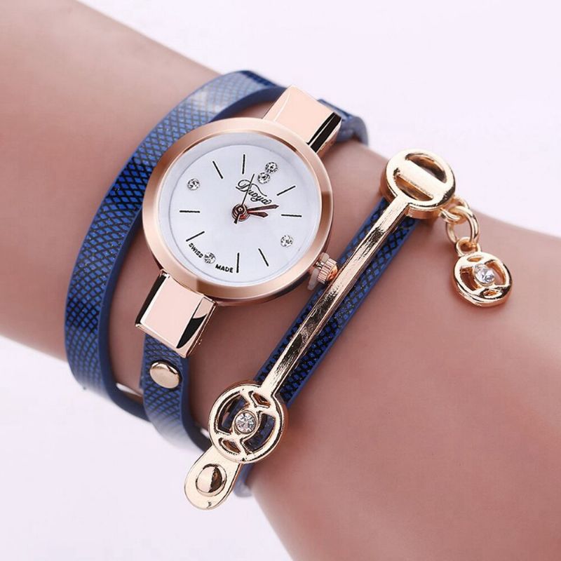 Mode Décontractée Dames Diamant Pu Bracelet En Cuir Femmes Bracelet Montre Montre À Quartz