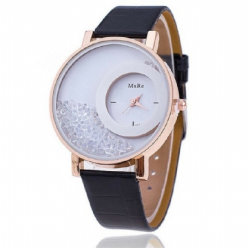 Mode Décontractée Femmes Montre Cadran En Cristal Bracelet En Cuir Femme Montre À Quartz