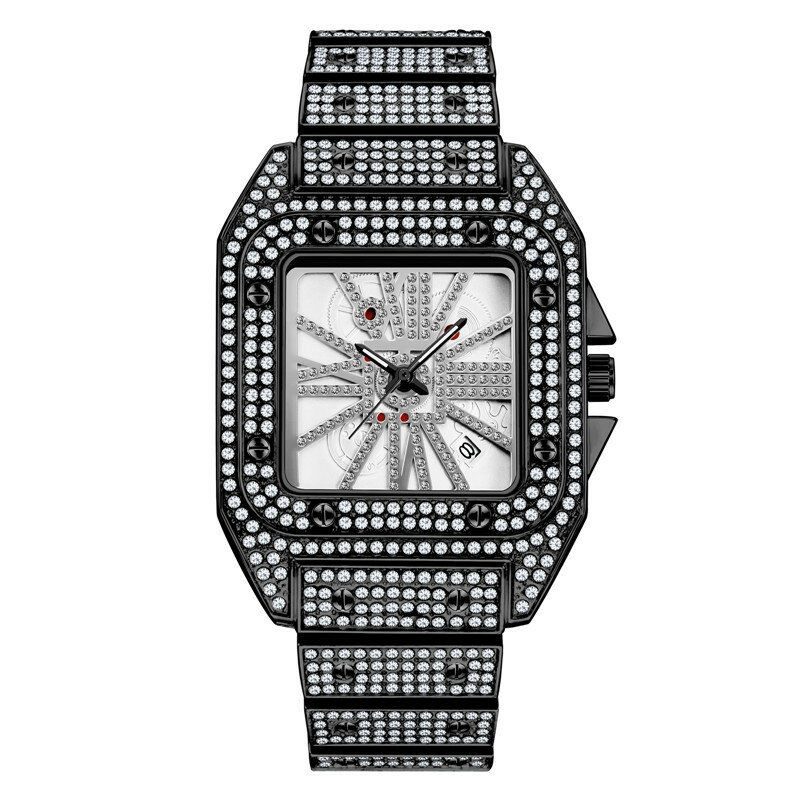 Mode Élégante Montre À Quartz En Alliage Diamant Cool Hommes Montre Cadran Carré Forme Quartz Montre