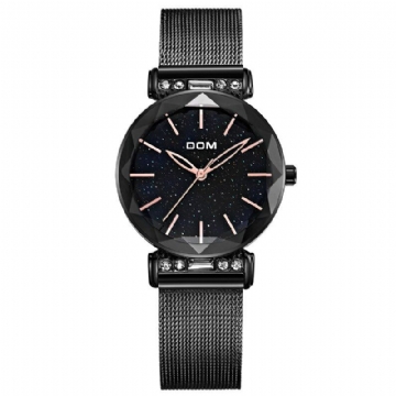 Mode Femme Montre Ciel Étoilé Cadran Hardlex Verre Bracelets En Acier Inoxydable Montre À Quartz