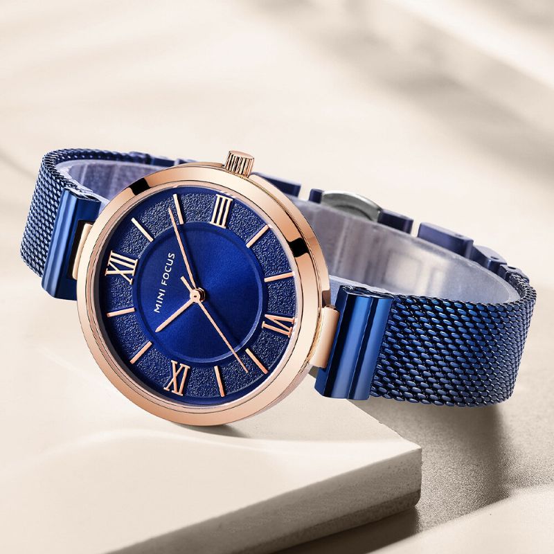 Mode Femmes Décontracté Bracelet En Acier Inoxydable Étanche Casual Femme Montre À Quartz