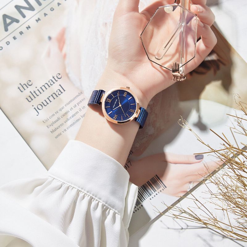 Mode Femmes Décontracté Bracelet En Acier Inoxydable Étanche Casual Femme Montre À Quartz