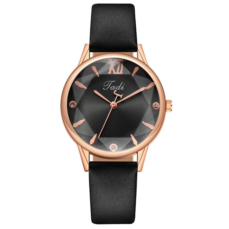 Mode Femmes Élégantes Montres Bracelet En Cuir Conception Géométrique Chiffres Romains Montre À Quartz