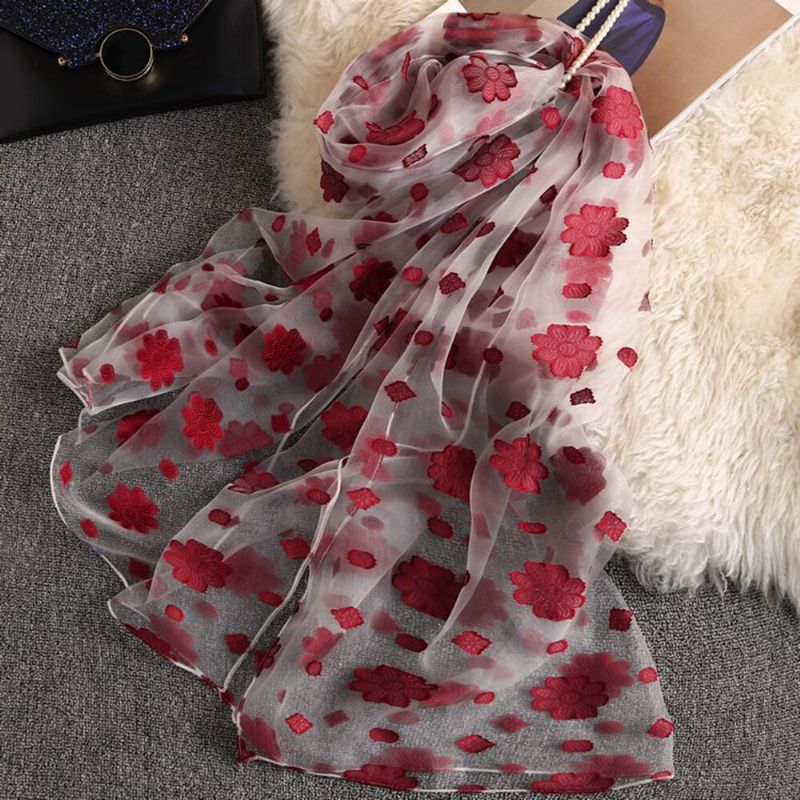 Mode Femmes Été Foulard En Soie Ultra Doux Châle D'impression Pour Les Voyages De Vacances