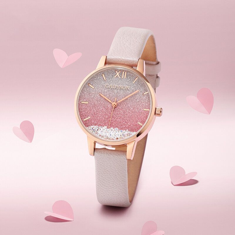 Mode Femmes Montre Créative Élégant Cadran Bracelet En Cuir Femme Montre À Quartz