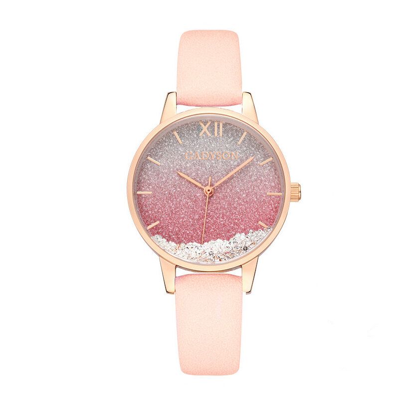 Mode Femmes Montre Créative Élégant Cadran Bracelet En Cuir Femme Montre À Quartz