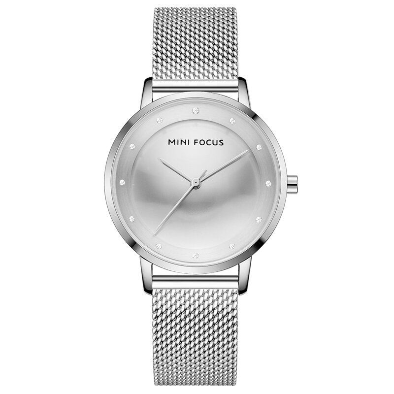 Mode Femmes Montre Diamant Cadran Étanche En Acier Inoxydable Maille Ceinture Sangle Simple Dame Montre À Quartz