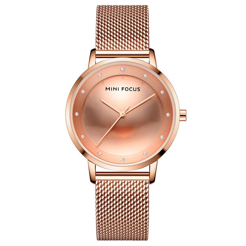 Mode Femmes Montre Diamant Cadran Étanche En Acier Inoxydable Maille Ceinture Sangle Simple Dame Montre À Quartz