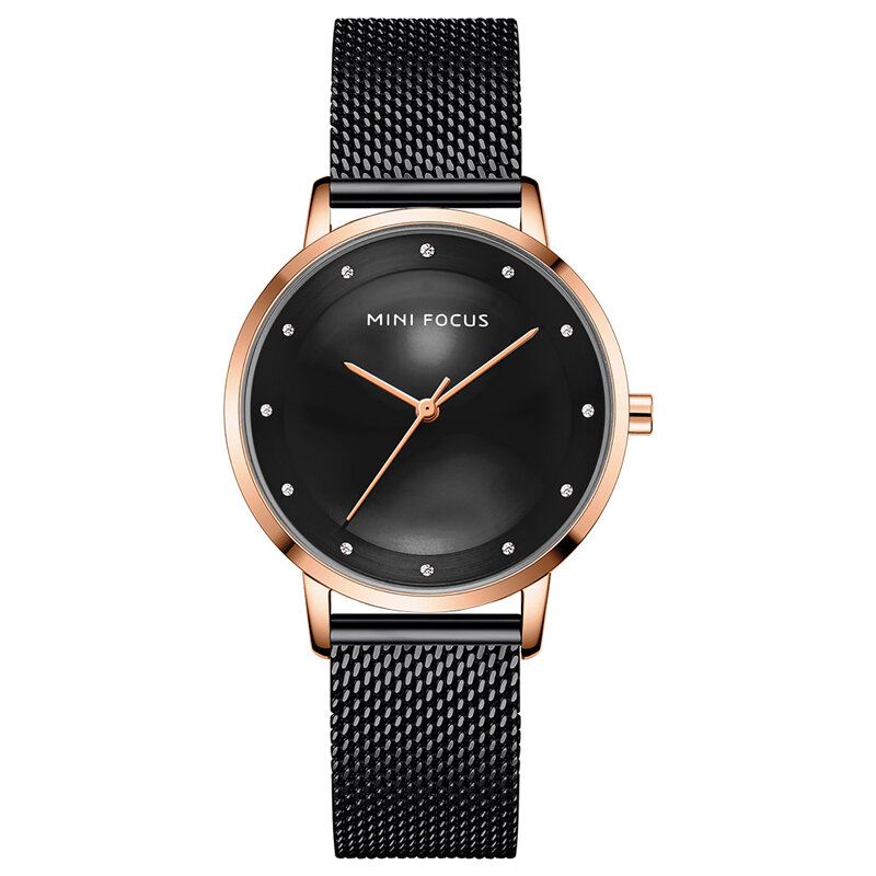 Mode Femmes Montre Diamant Cadran Étanche En Acier Inoxydable Maille Ceinture Sangle Simple Dame Montre À Quartz