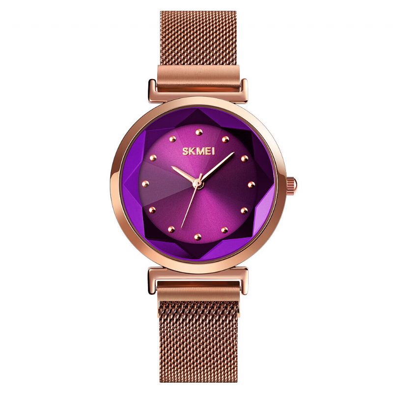 Mode Femmes Montre Miroir De Coupe Stéréoscopique Petit Cadran Bracelet En Acier Inoxydable Dame Montre À Quartz