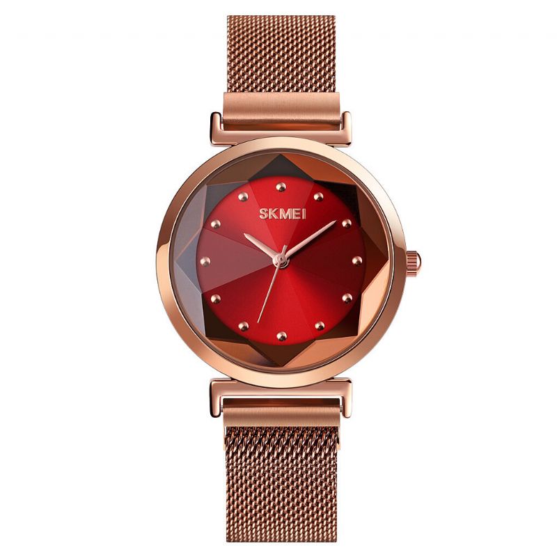 Mode Femmes Montre Miroir De Coupe Stéréoscopique Petit Cadran Bracelet En Acier Inoxydable Dame Montre À Quartz