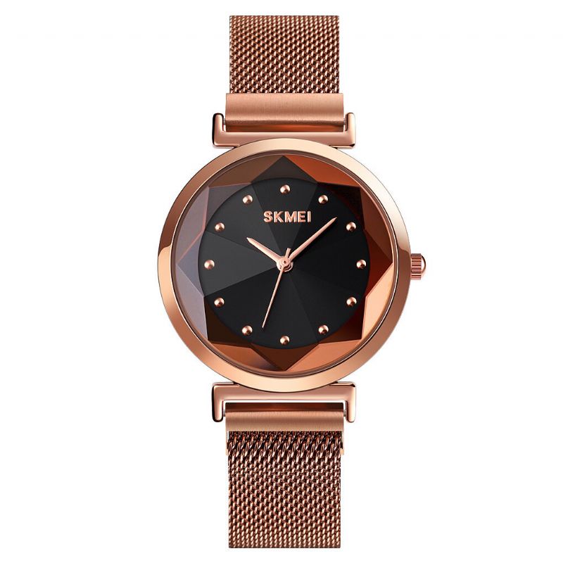 Mode Femmes Montre Miroir De Coupe Stéréoscopique Petit Cadran Bracelet En Acier Inoxydable Dame Montre À Quartz