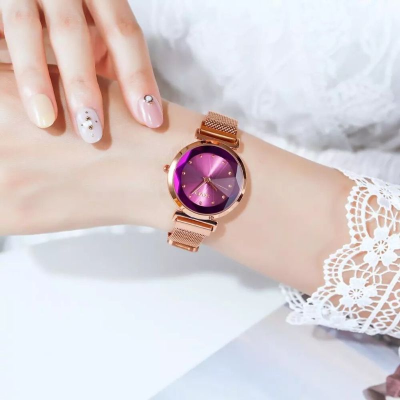 Mode Femmes Montre Miroir De Coupe Stéréoscopique Petit Cadran Bracelet En Acier Inoxydable Dame Montre À Quartz