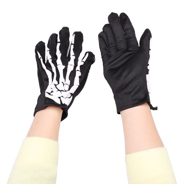 Mode Halloween Squelette Fantôme Démon Élastique Crâne Gants