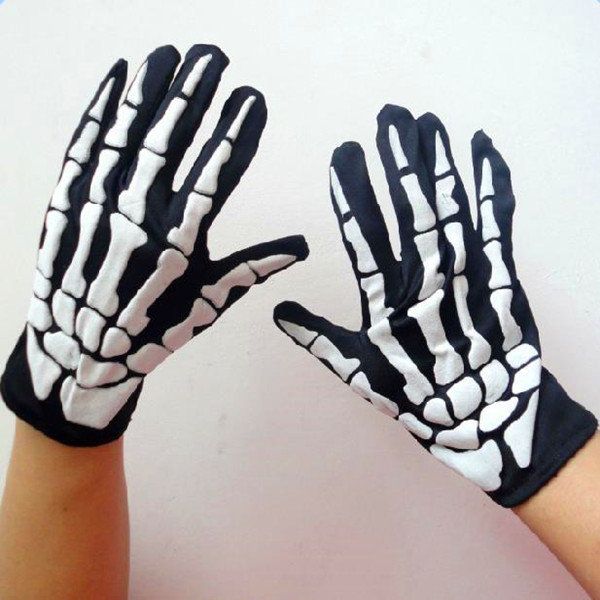 Mode Halloween Squelette Fantôme Démon Élastique Crâne Gants