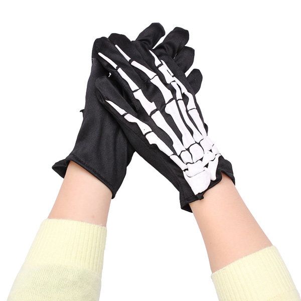 Mode Halloween Squelette Fantôme Démon Élastique Crâne Gants