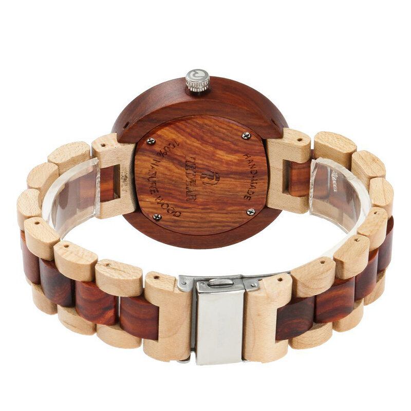 Mode Homme Montre En Bois Date Semaine Affichage Bracelet En Bois Montre À Quartz