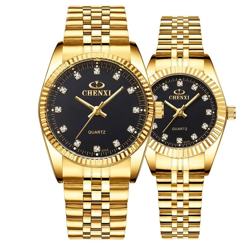 Mode Hommes Femmes Quartz Montre Simple Étanche Bracelet En Acier Inoxydable Couple Montre