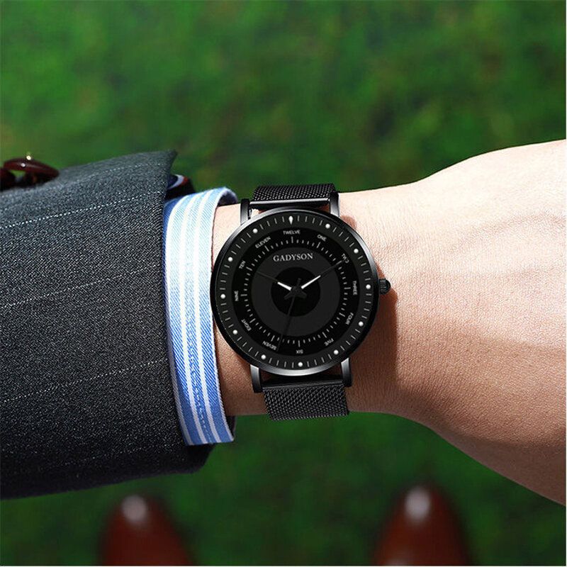 Mode Hommes Montre Affichage Lumineux Simple Business Bracelet En Acier Inoxydable Montre À Quartz