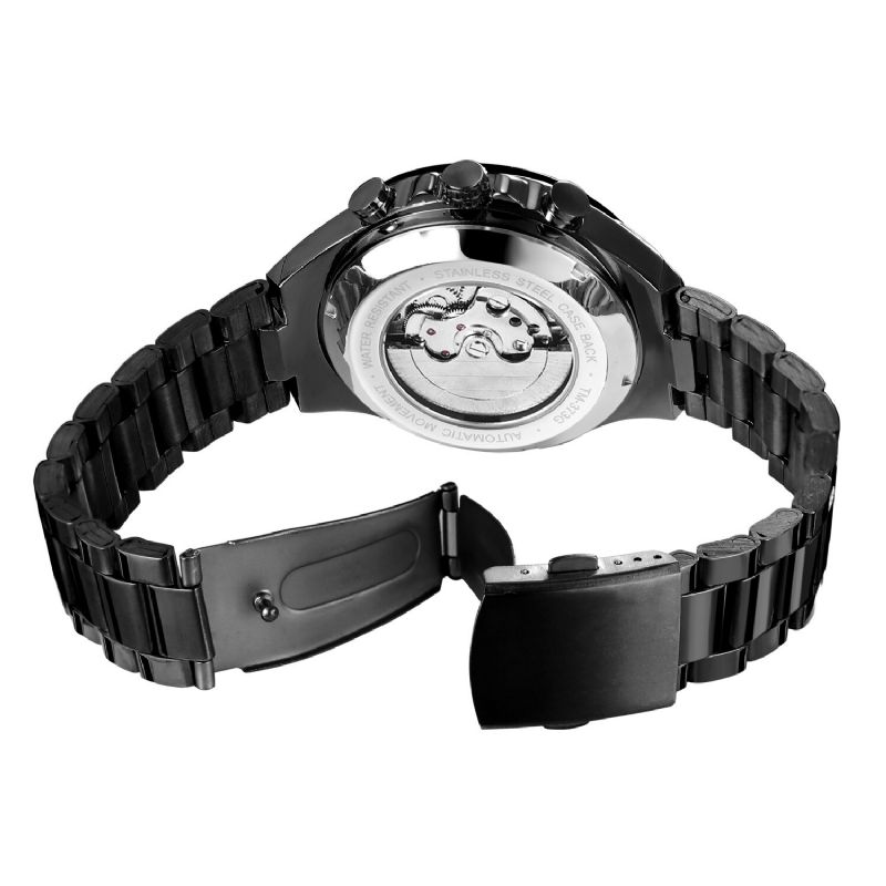 Mode Hommes Montre Automatique Affichage Lumineux Étanche Bracelet En Acier Inoxydable Montre Mécanique