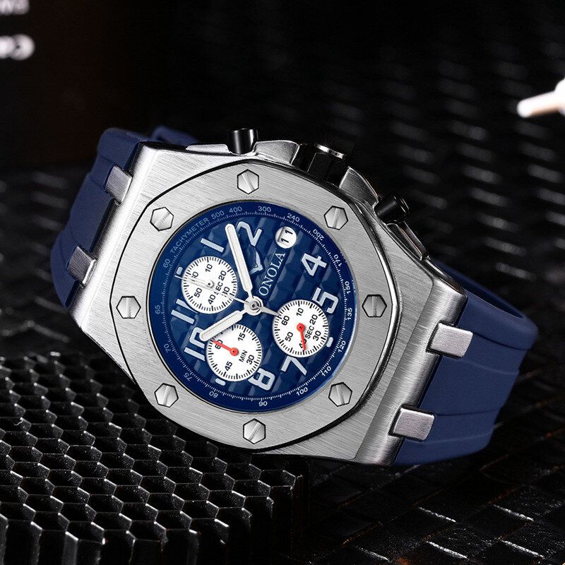 Mode Hommes Montre Date Affichage Chronographe Étanche Multi-fonction Classique Quartz Montre