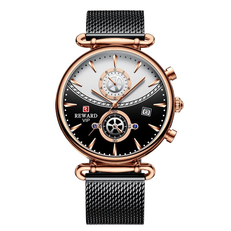 Mode Hommes Montre Étanche Date Affichage Chronographe Bracelet En Acier Inoxydable Montre À Quartz