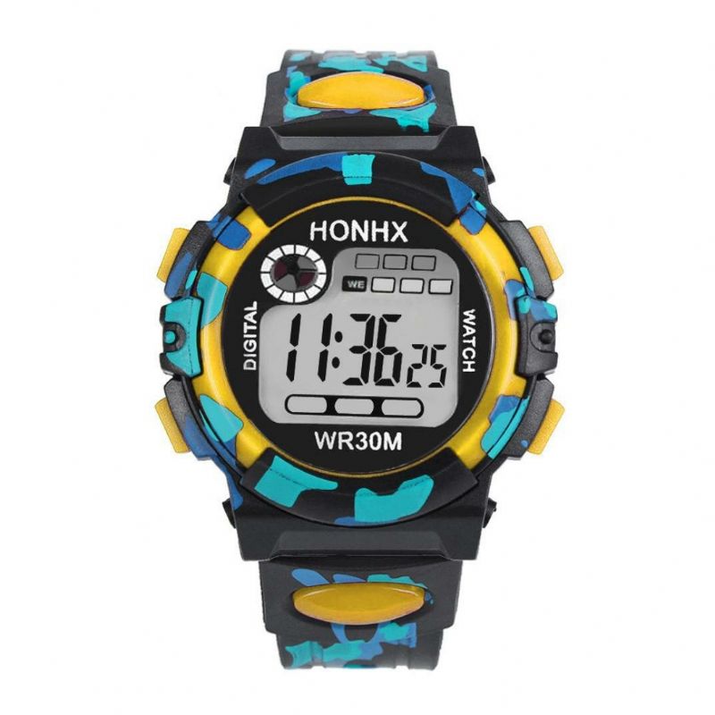 Mode Hommes Montre Lumineuse Date Semaine Affichage Multi-fonction Camouflage Sport Montre Numérique