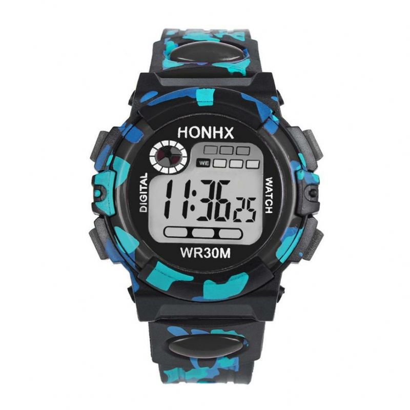 Mode Hommes Montre Lumineuse Date Semaine Affichage Multi-fonction Camouflage Sport Montre Numérique