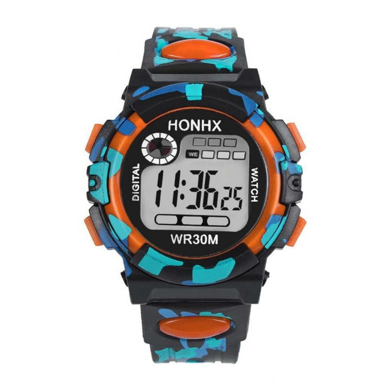 Mode Hommes Montre Lumineuse Date Semaine Affichage Multi-fonction Camouflage Sport Montre Numérique