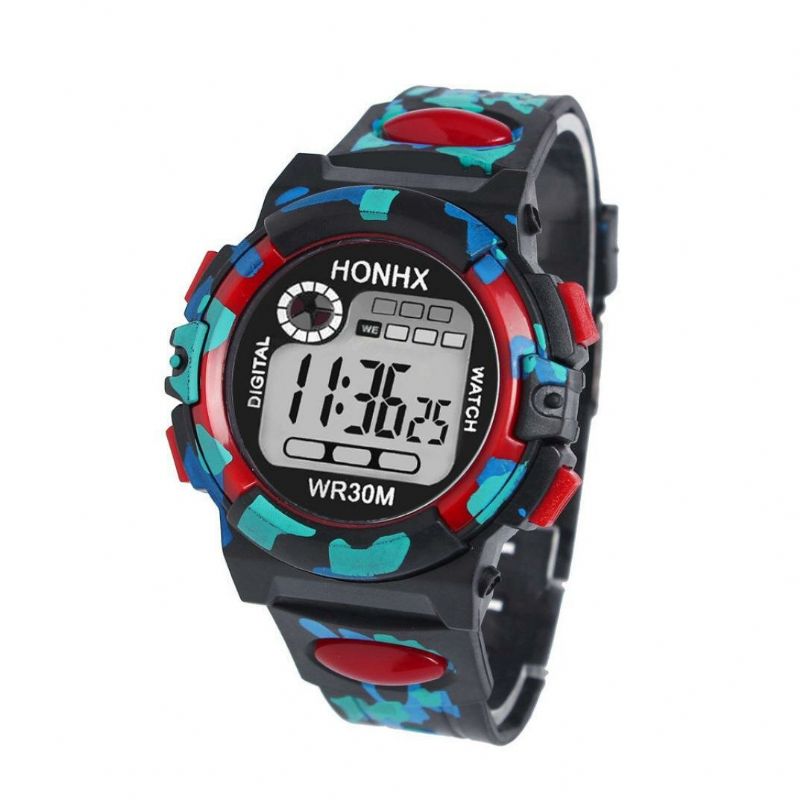 Mode Hommes Montre Lumineuse Date Semaine Affichage Multi-fonction Camouflage Sport Montre Numérique