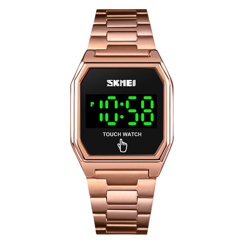 Mode Led Affichage Lumineux Smart Touch 30m Étanche Bracelet En Acier Inoxydable Montre Numérique