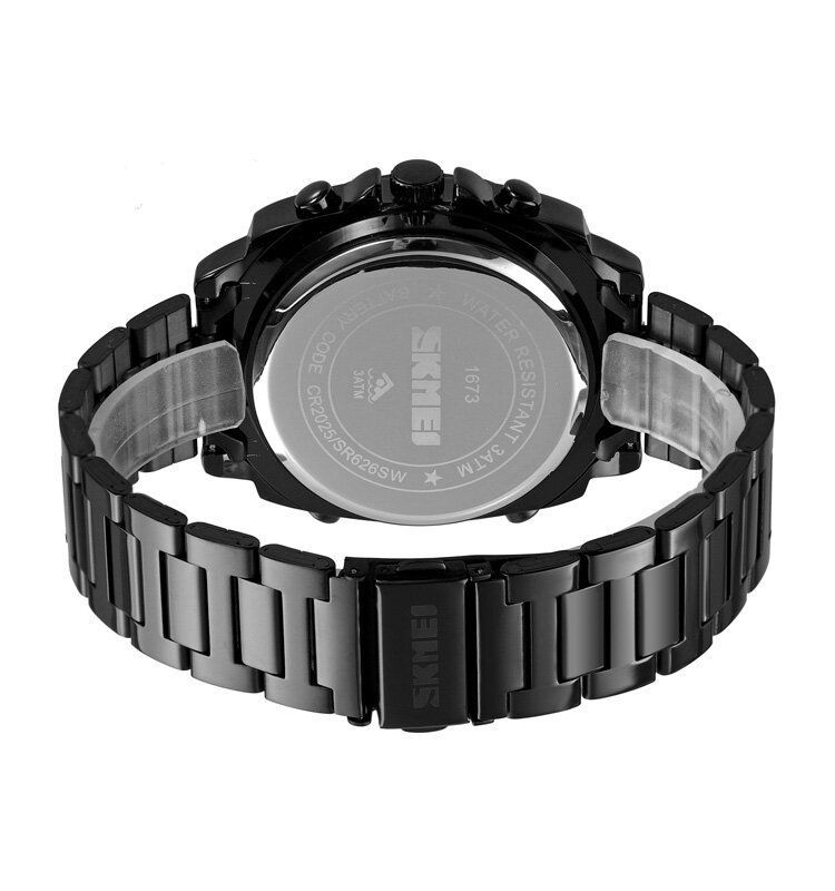 Mode Led Lumière Montre Numérique Bracelet En Acier Inoxydable 3atm Étanche Hommes Double Affichage Montre