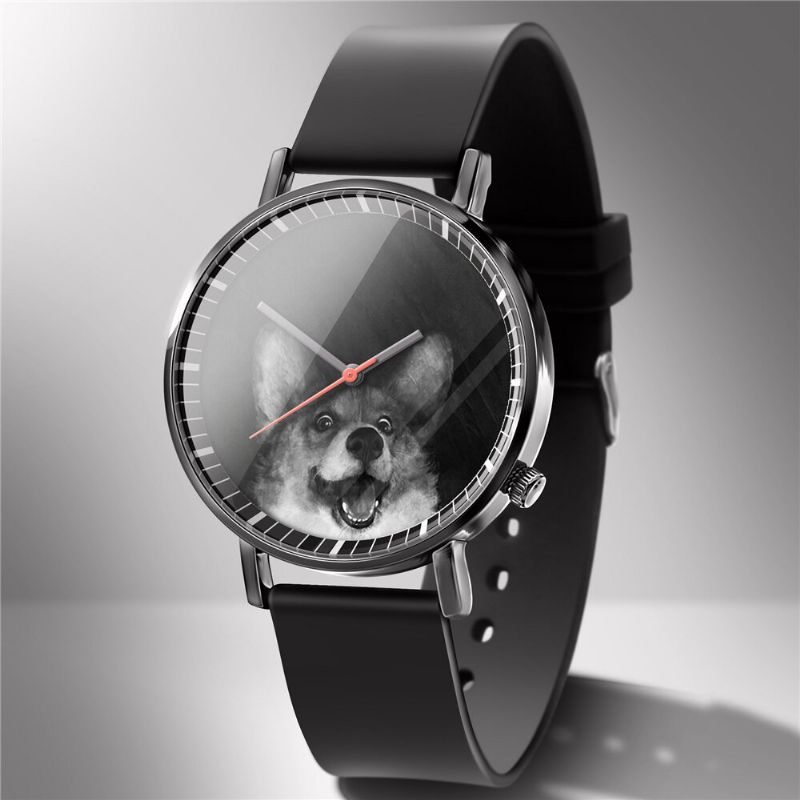 Mode Montre À Quartz Imprimé Animal Hommes Montre D'affaires Mignon Noir-blanc Chiens Chats Motif Femmes Montre À Quartz