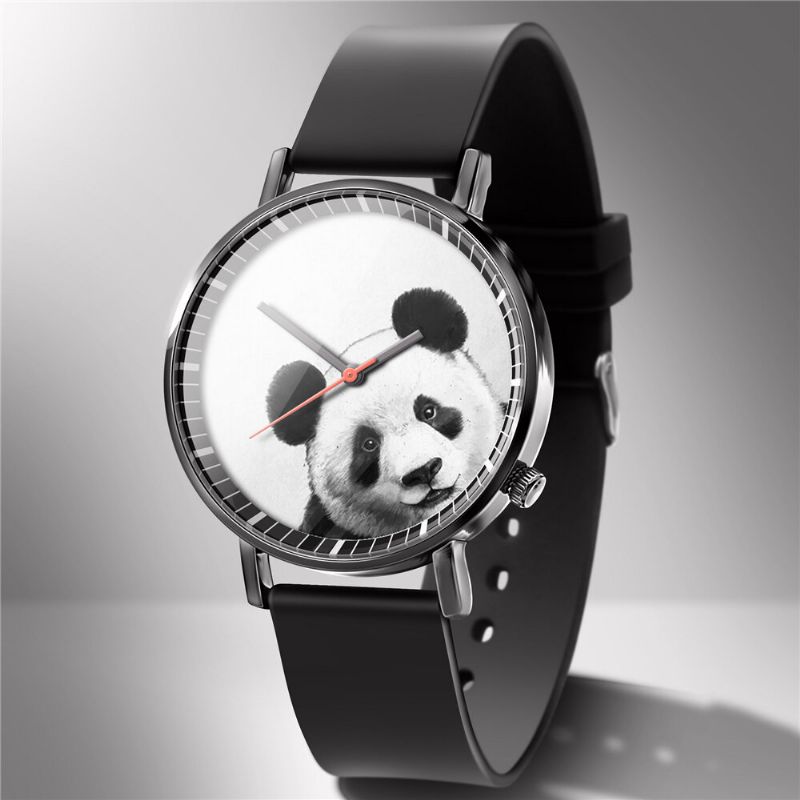 Mode Montre À Quartz Imprimé Animal Hommes Montre D'affaires Mignon Noir-blanc Chiens Chats Motif Femmes Montre À Quartz