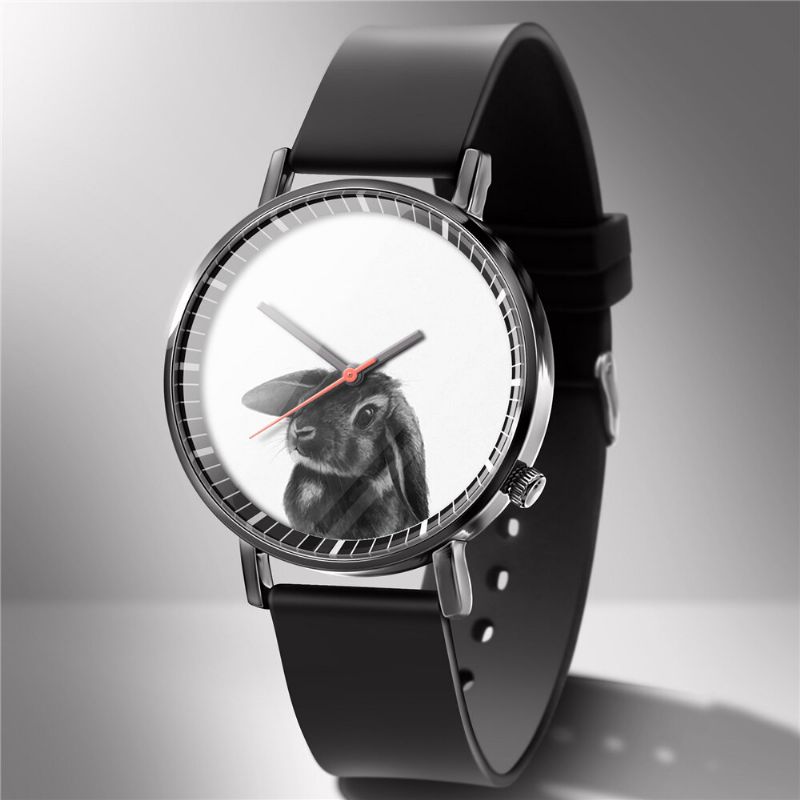 Mode Montre À Quartz Imprimé Animal Hommes Montre D'affaires Mignon Noir-blanc Chiens Chats Motif Femmes Montre À Quartz