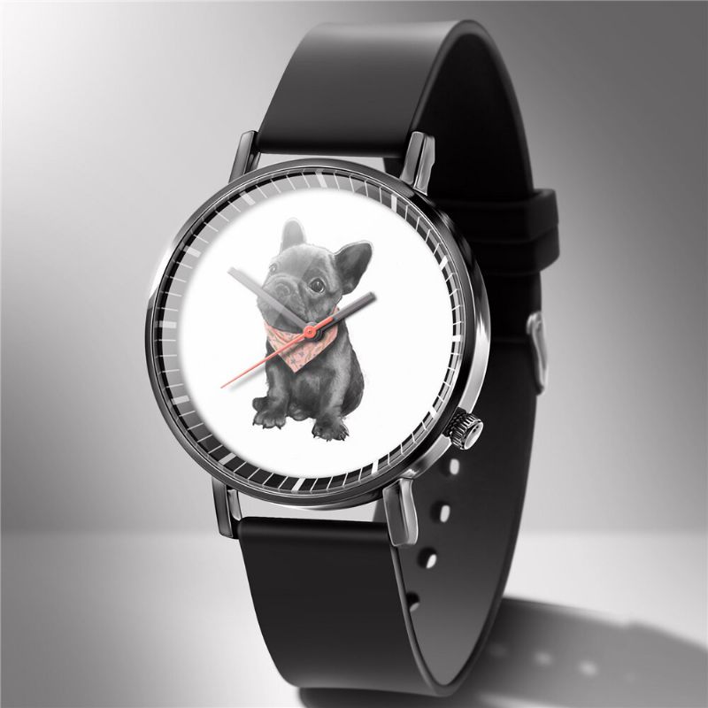 Mode Montre À Quartz Imprimé Animal Hommes Montre D'affaires Mignon Noir-blanc Chiens Chats Motif Femmes Montre À Quartz