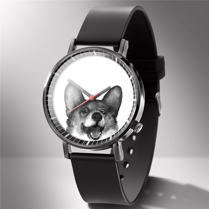 Mode Montre À Quartz Imprimé Animal Hommes Montre D'affaires Mignon Noir-blanc Chiens Chats Motif Femmes Montre À Quartz