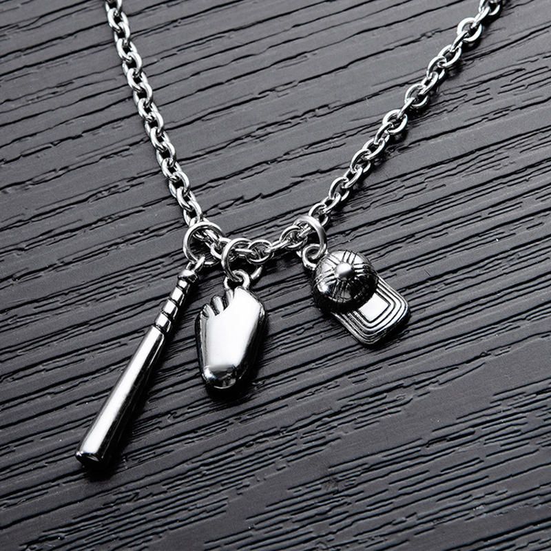 Mode Pendentif Collier Baseball Chapeau Chauve-souris Gant Sport En Acier Inoxydable Chaîne Charme Collier Pour Hommes