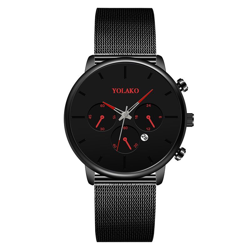 Mode Sport Soleil Peinture Cadran Chronographe Boîtier En Alliage Complet Hommes Montre À Quartz