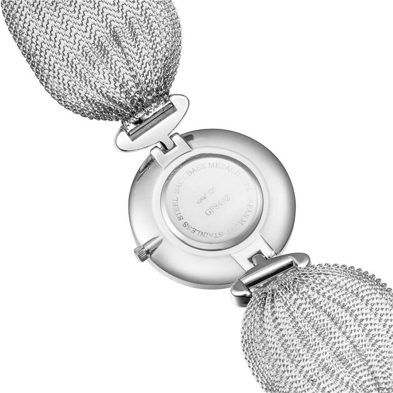 Mode Unique Design Grand Cadran Mesh Bracelet Femmes Montre À Quartz