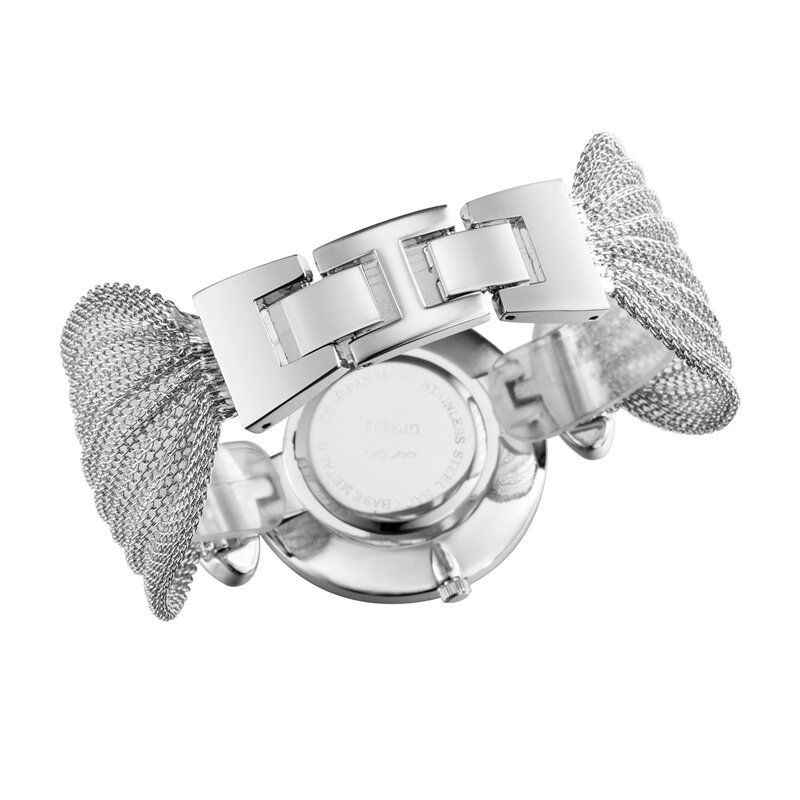 Mode Unique Design Grand Cadran Mesh Bracelet Femmes Montre À Quartz